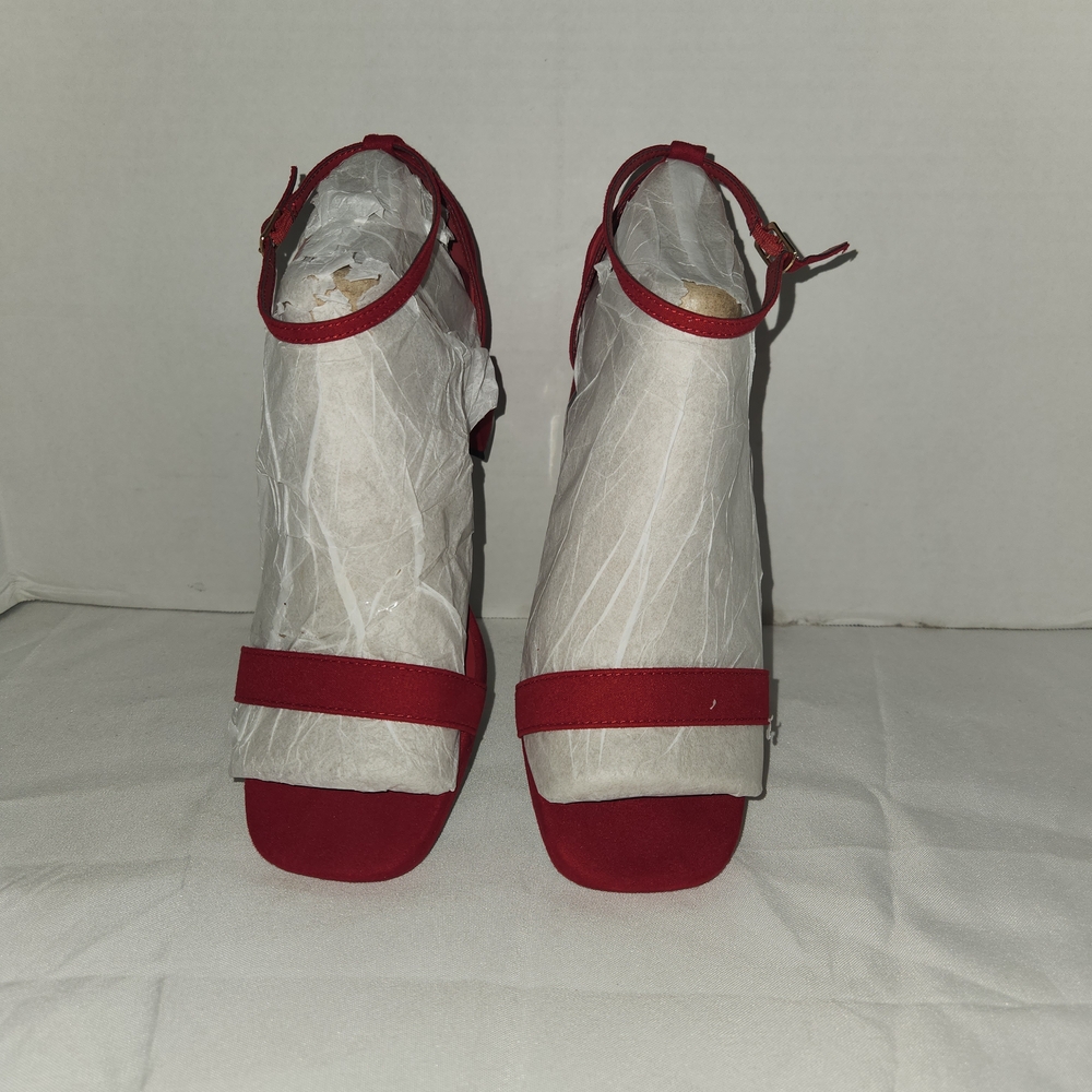 Rouge! Red Ankle-Strap Heels with Chunky Block Heel